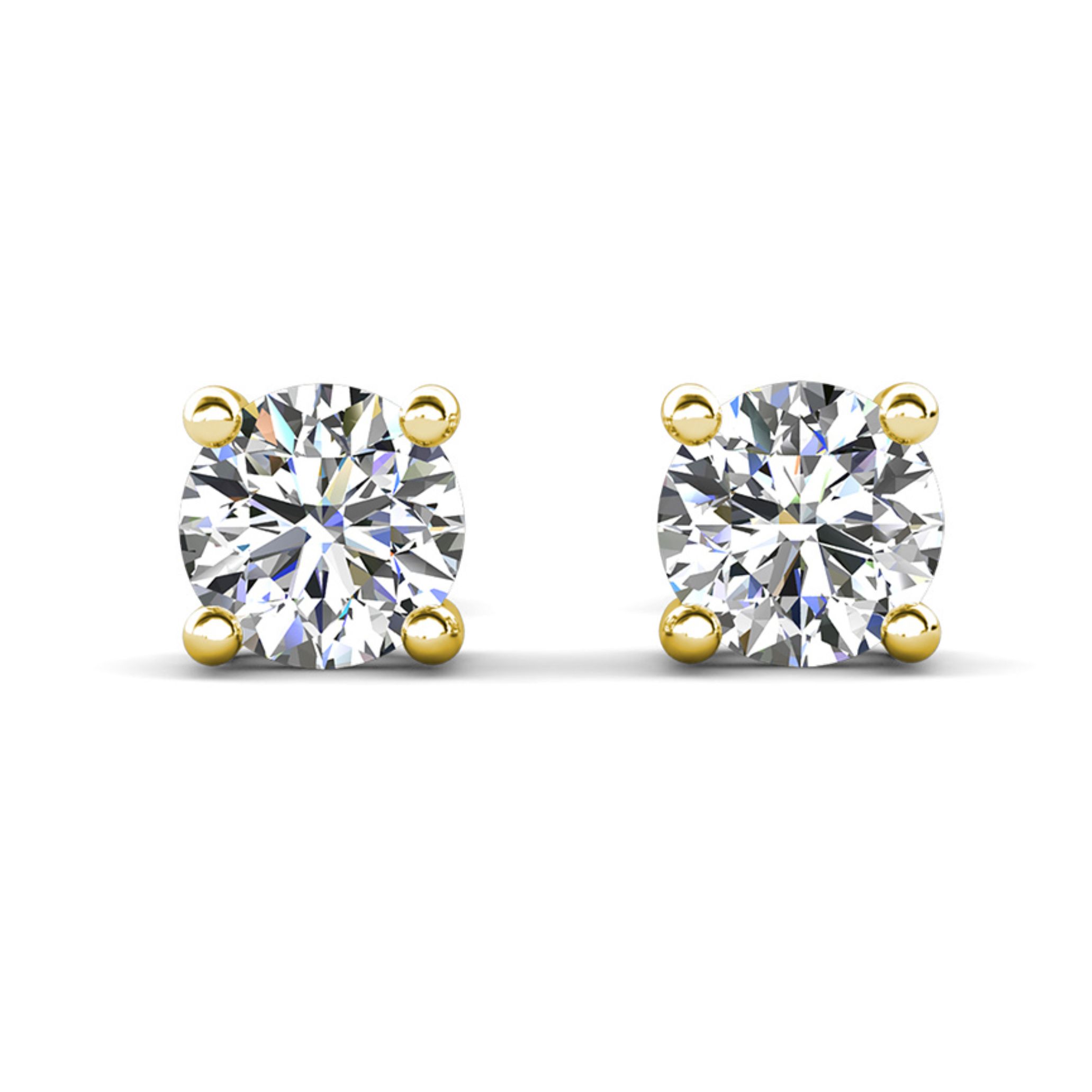 Mia 18k White Gold Plated Sterling Silver Stud Earrings with Simulated Diamond Crystals