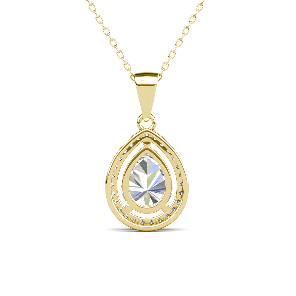 Isabel 18k 白金镀金光环泪滴项链配 CZ 水晶