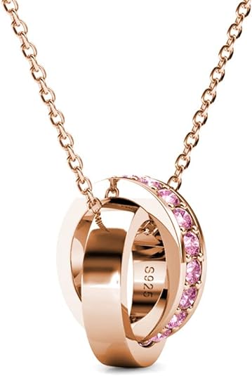 Rosie 18k Rose Gold Plated Pendant Necklace with Pink Crystals