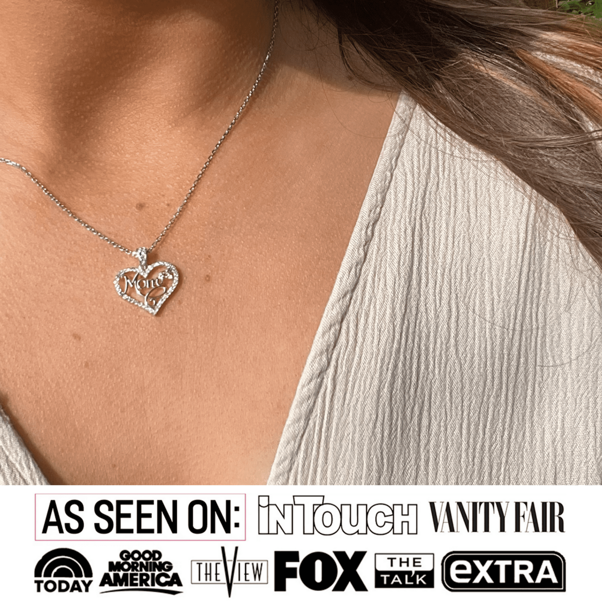 Rhonda 18k White Gold Plated Necklace with Swarovski Crystals & Heartfelt Message for Mom