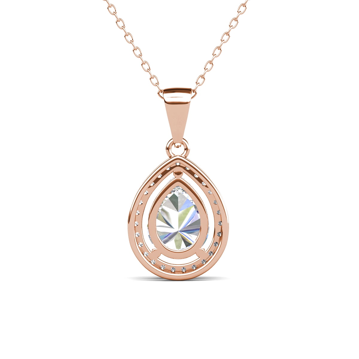Isabel 18k 白金镀金光环泪滴项链配 CZ 水晶