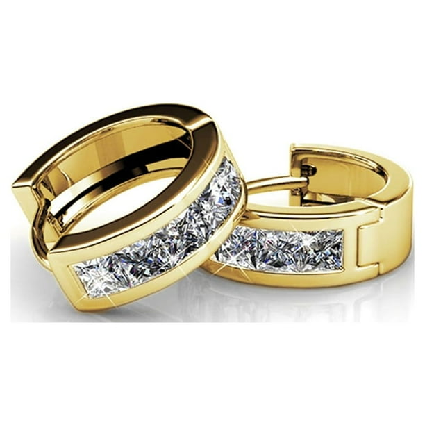 Giselle 18k White Gold Plated 15mm Hoop Crystal Earrings with Swarovski Crystals