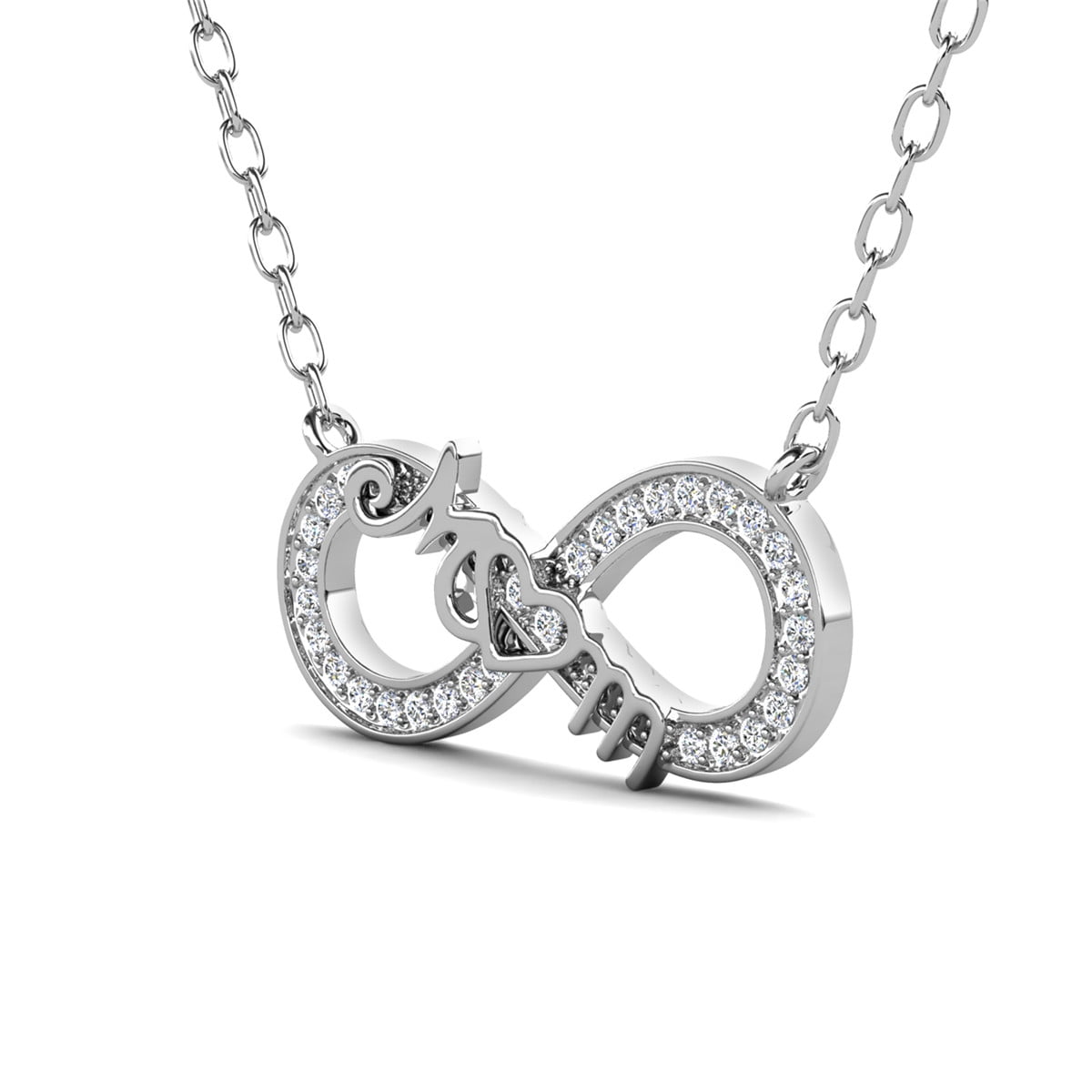 Robin 18k White Gold Plated Infinity Necklace with Swarovski Crystals & Heartfelt Message for Mom