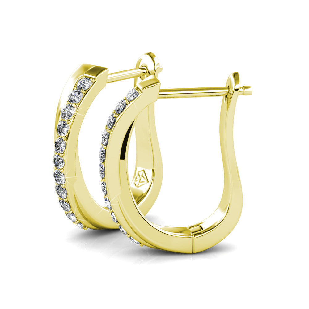 Amaya 18k White Gold Plated Twisted Hoop Earrings with Swarovski Crystals