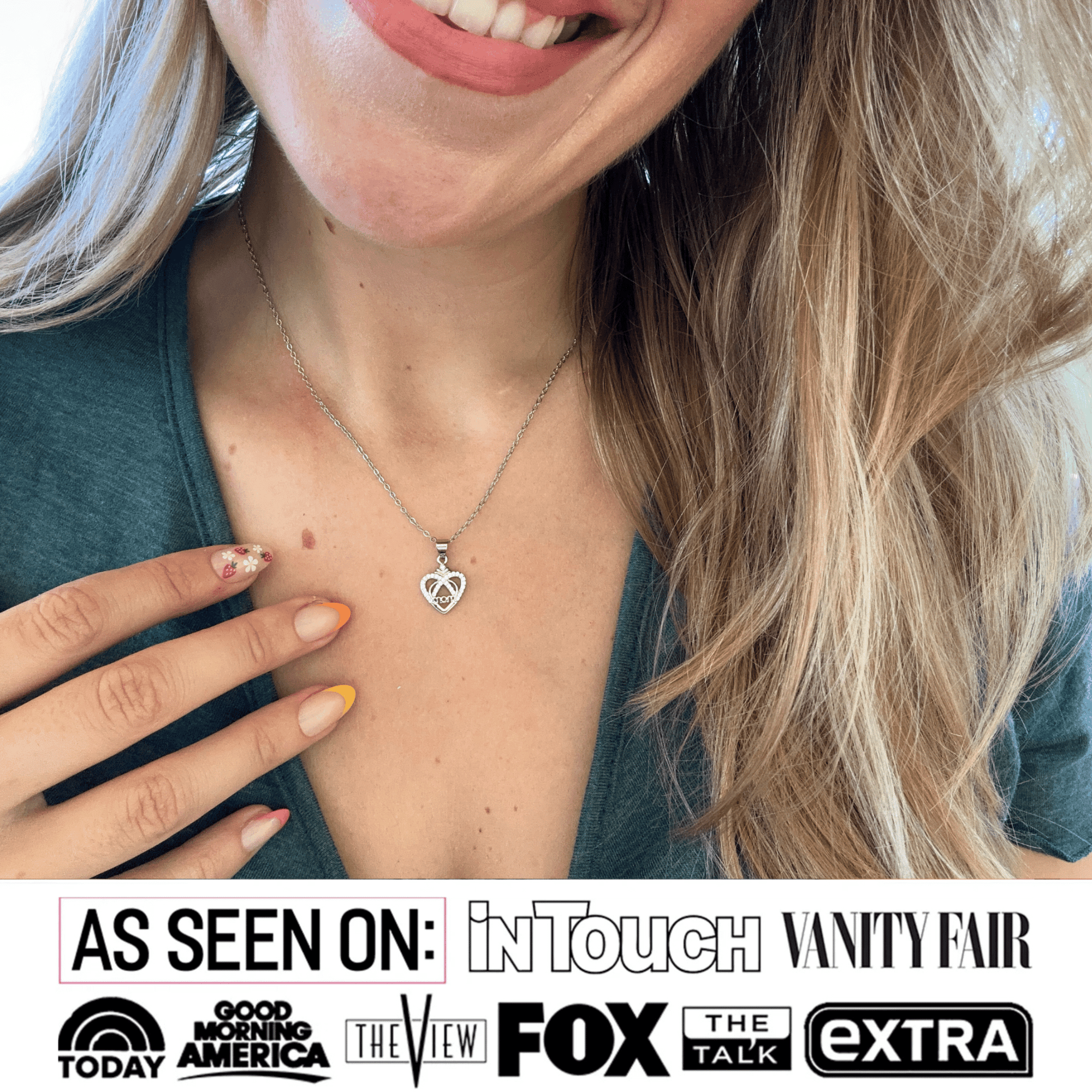 Jenna 18k White Gold Plated Necklace with Swarovski Crystals & Heartfelt Message for Mom