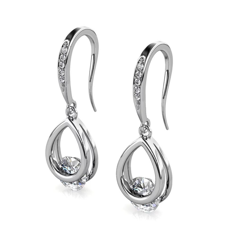 Brenda 18k White Gold Drop Earrings with Swarovski Crystals