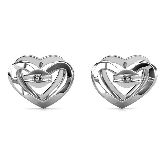 Cathy 18k White Gold Plated Crystal Heart Stud Earrings