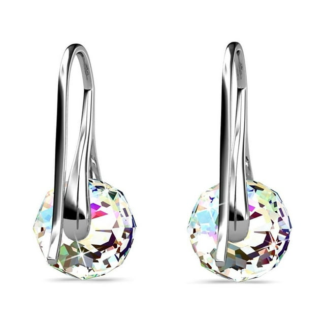 Destiny 18k White Gold Plated Drop Earrings with Swarovski Crystals