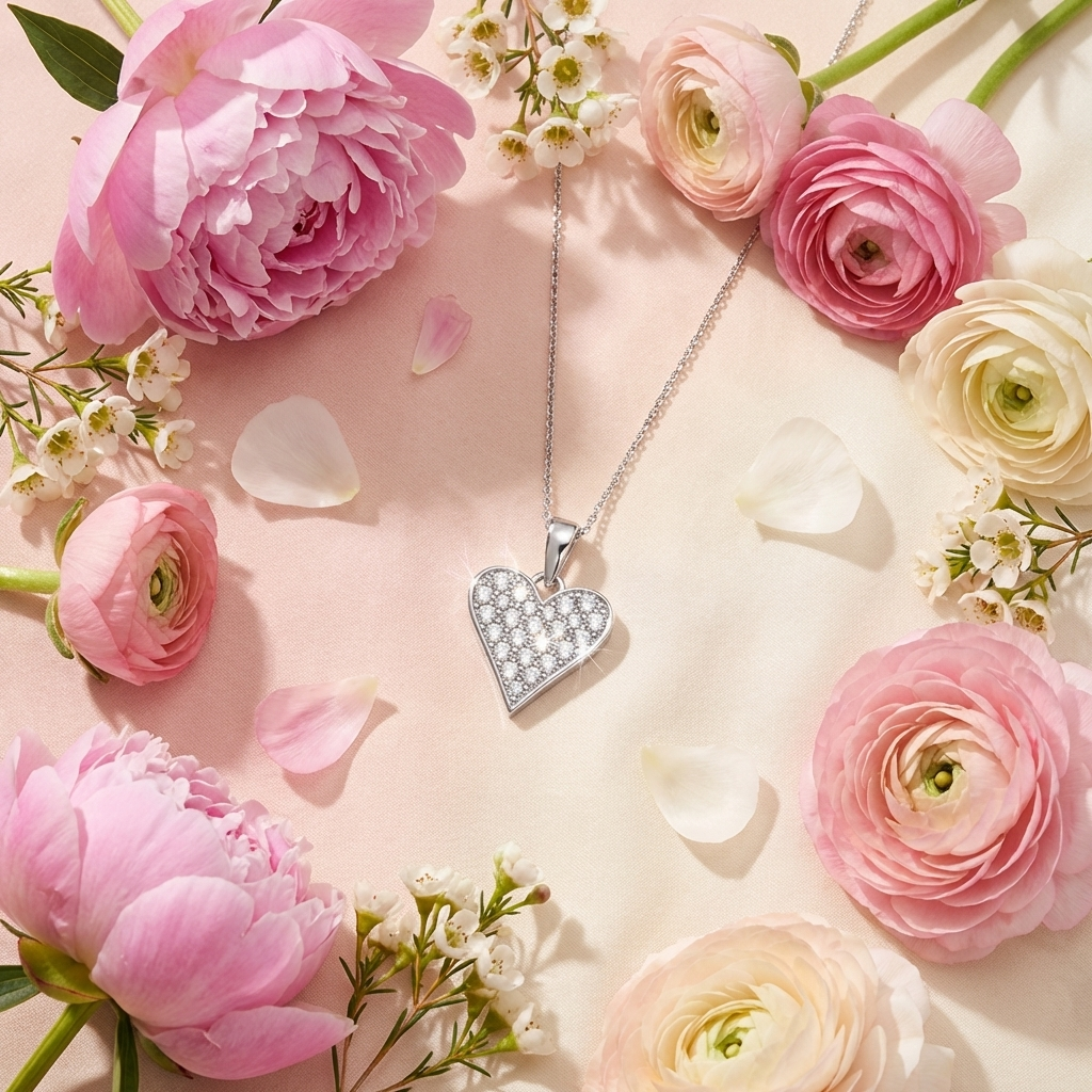 Cecilia 18k White Gold Plated Heart Pendant Necklace with Swarovski Crystals — Fab Fav