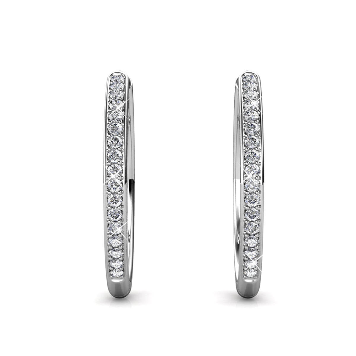 Leslie 18k White Gold Plated Hoop Earrings with Swarovski Crystals