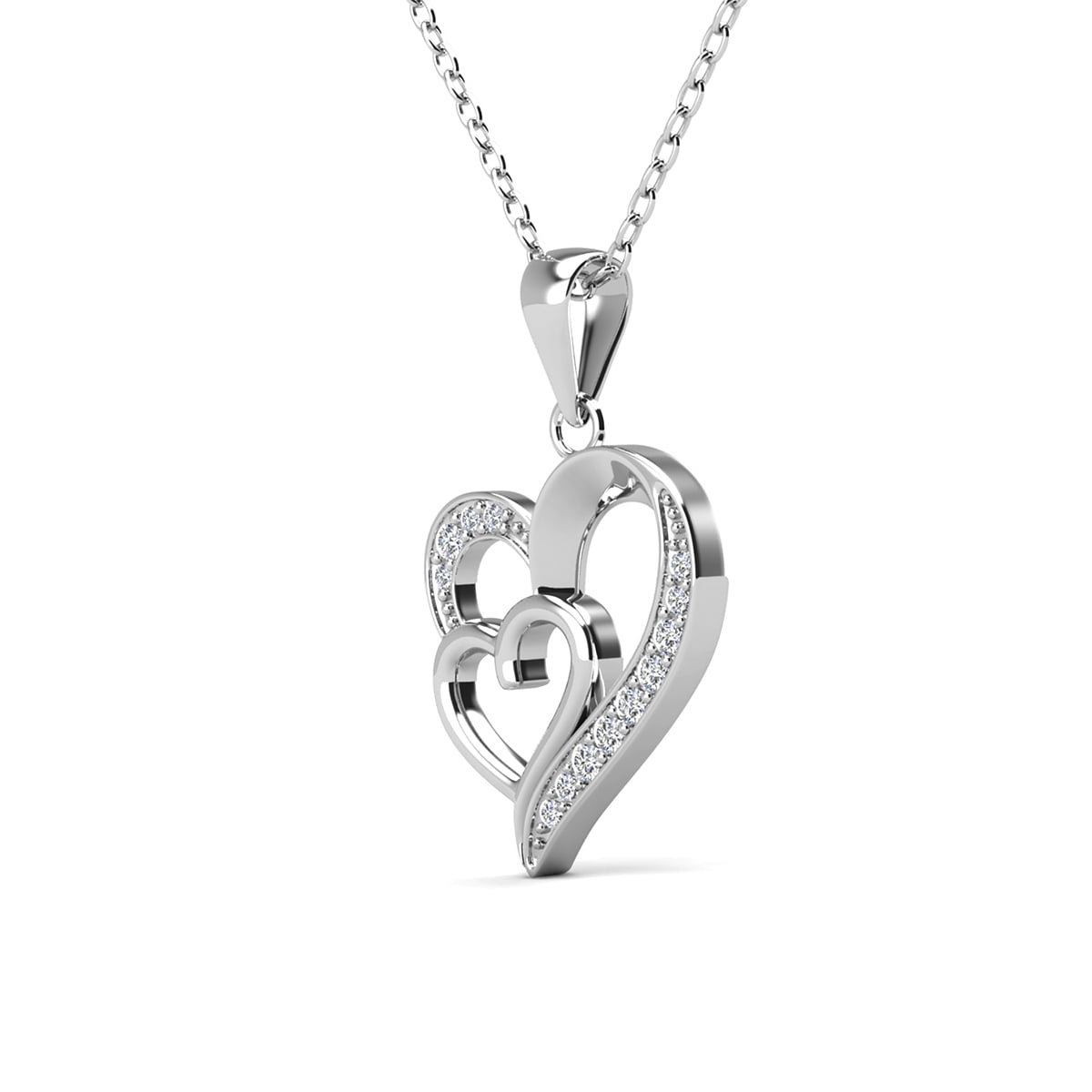Jennifer 18k White Gold Plated Heart Necklace with Swarovski Crystals & Heartfelt Message for Daughter