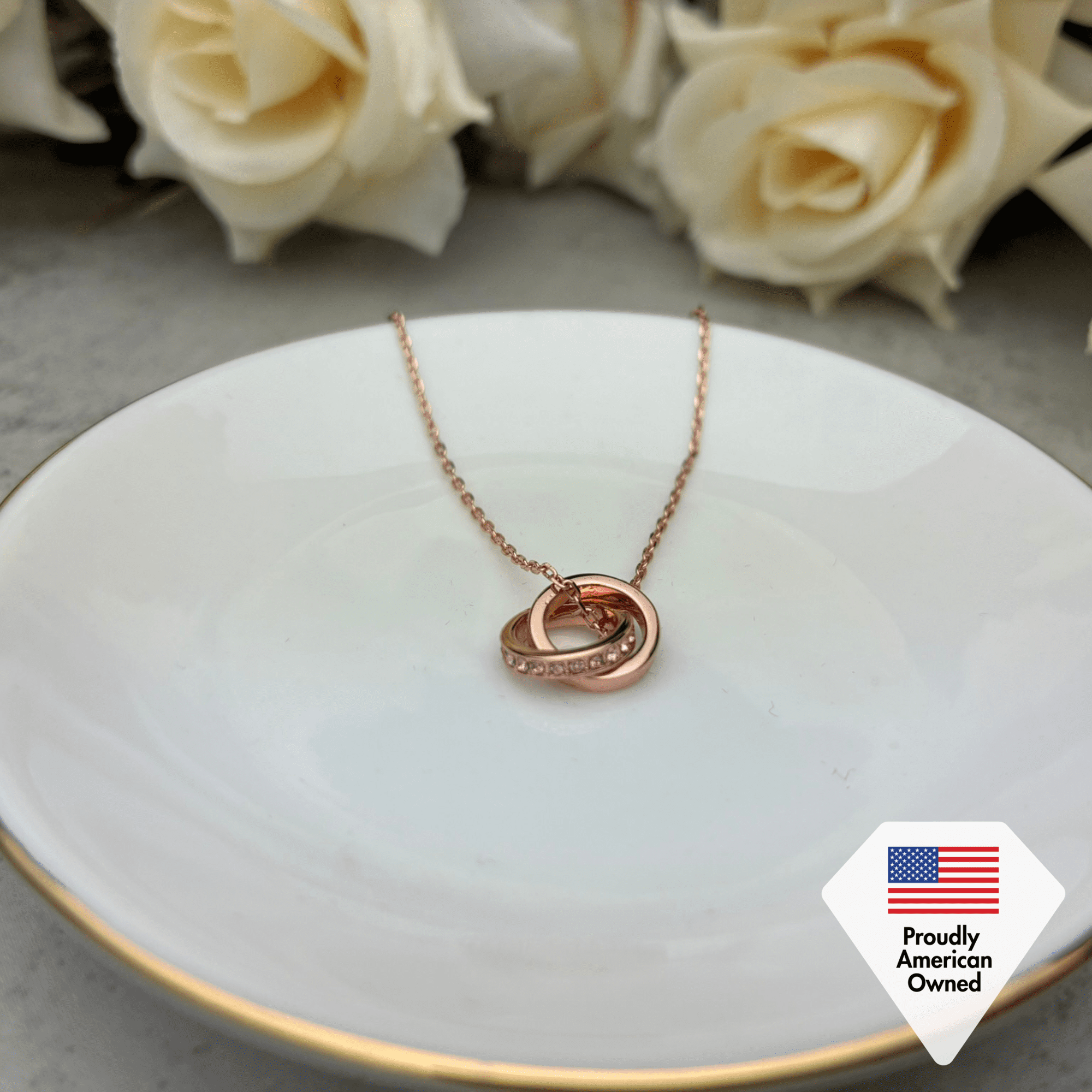 Rosie 18k Rose Gold Plated Pendant Necklace with Pink Swarovski Crystals