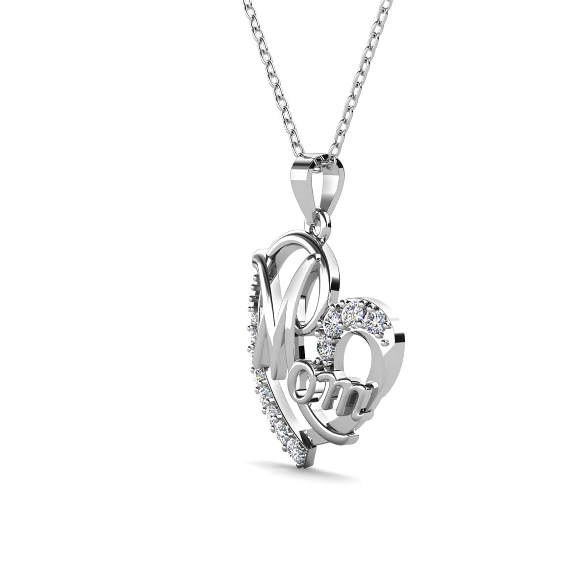 Persephone 18k White Gold Plated Necklace with Swarovski Crystals & Heartfelt Message for Mom
