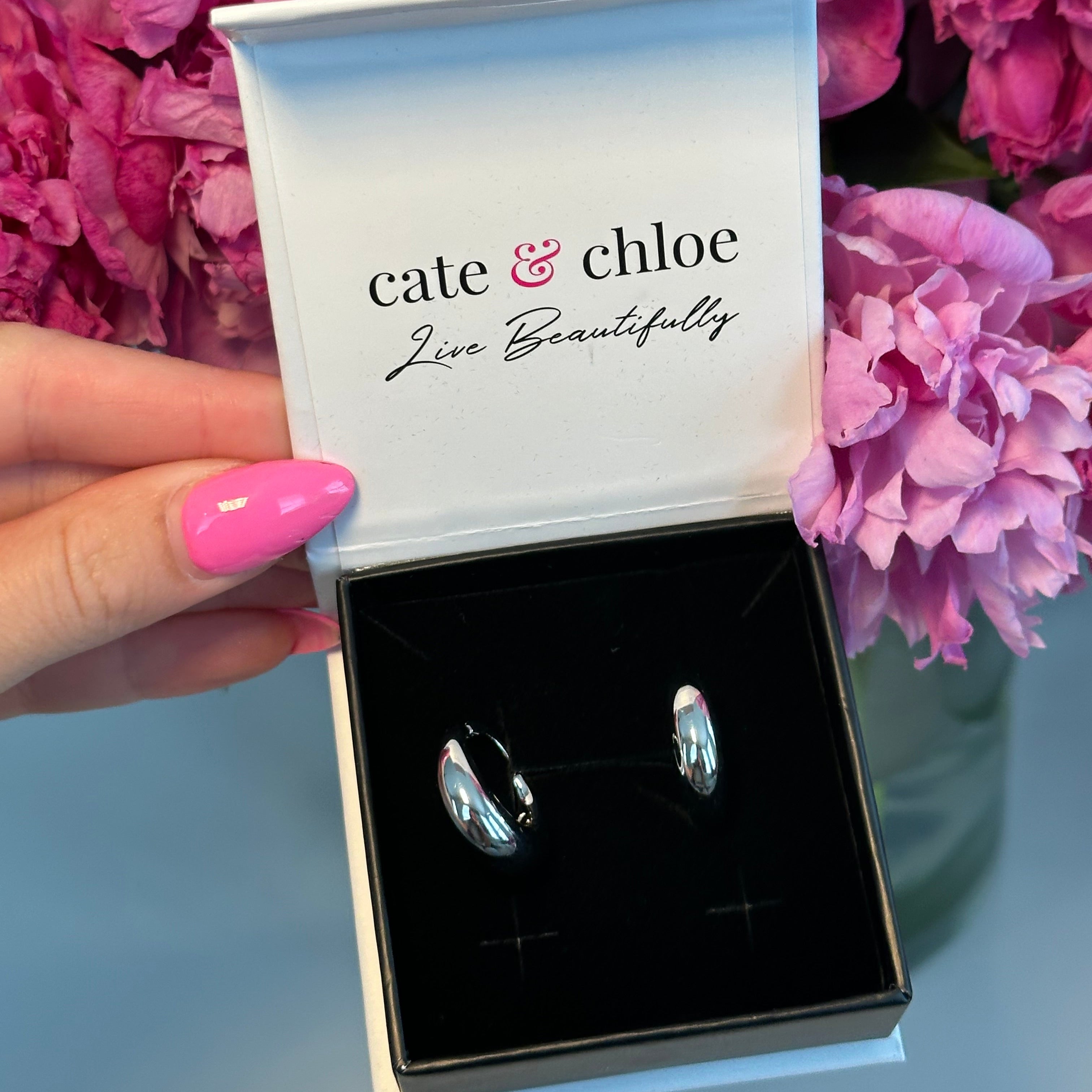 Jacqueline 18k White Gold Plated Hoop Earrings