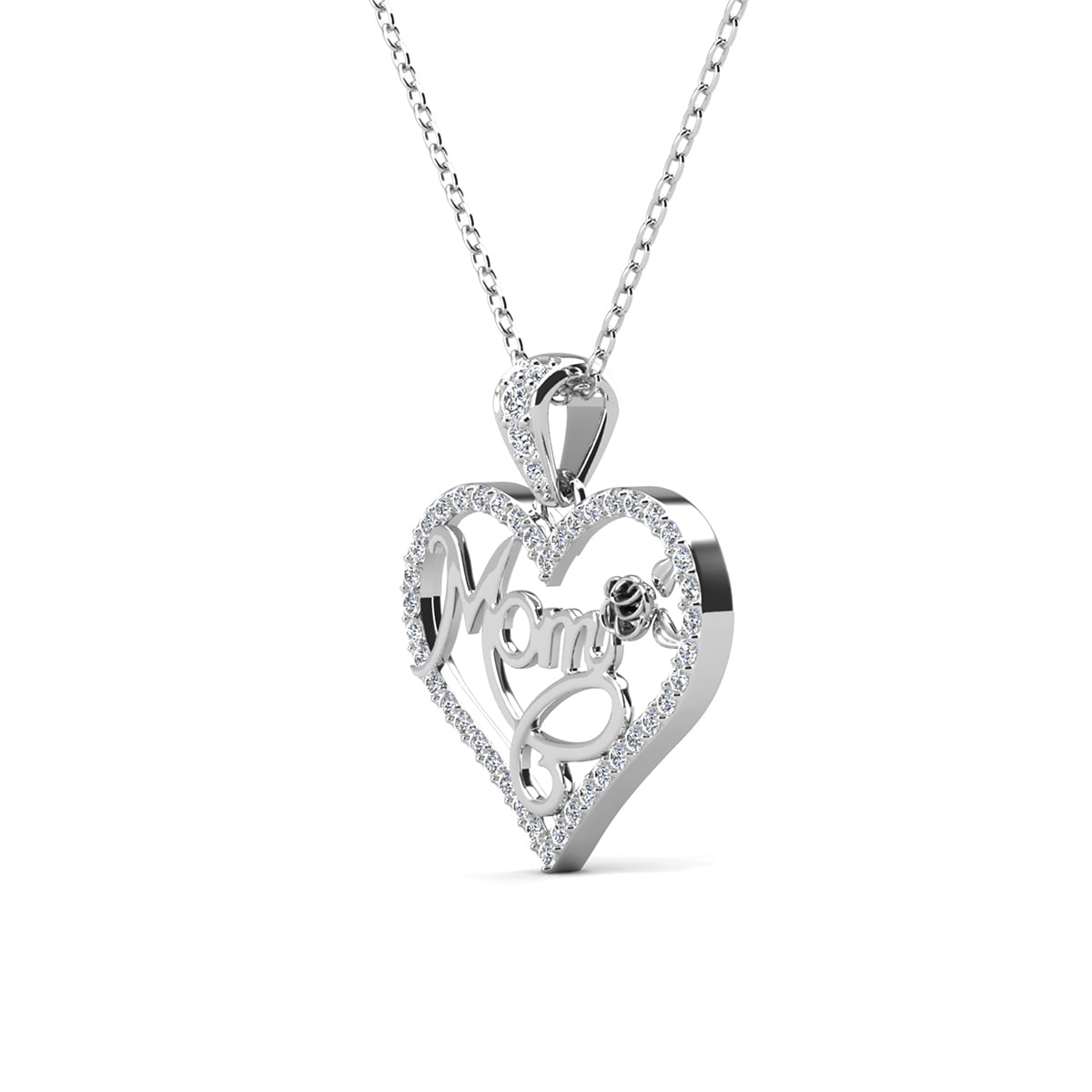 Rhonda 18k White Gold Plated Necklace with Swarovski Crystals & Heartfelt Message for Mom