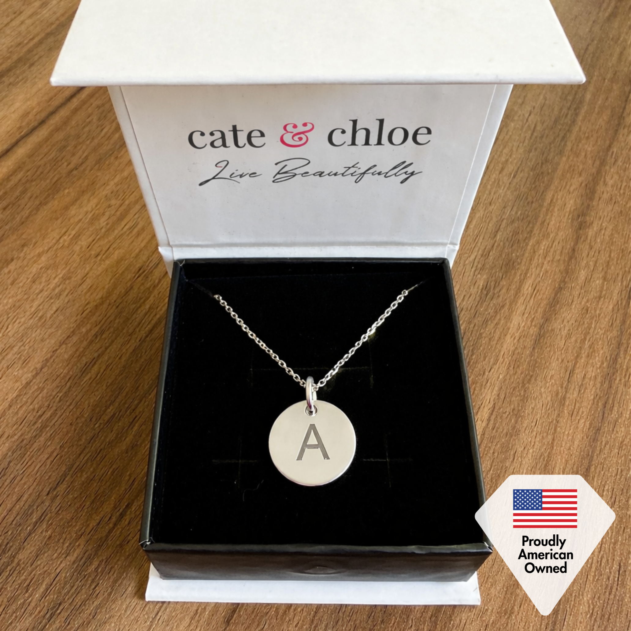Summer Collection 18k White Gold Plated Engraved Initial Letter Pendant Necklace