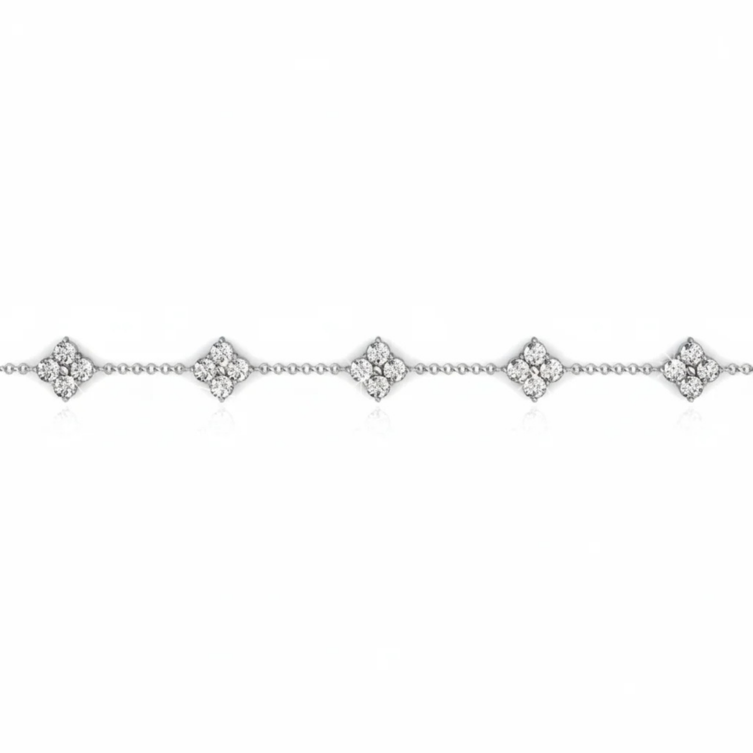 Pulsera "femenina" de Adeline chapada en oro blanco de 18 k con diamantes de imitación y cristal