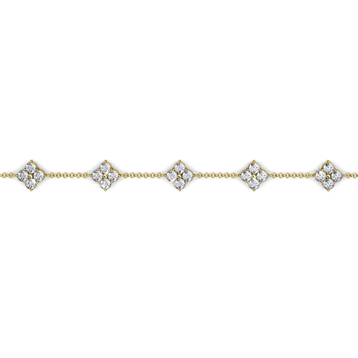 Pulsera "femenina" de Adeline chapada en oro blanco de 18 k con diamantes de imitación y cristal