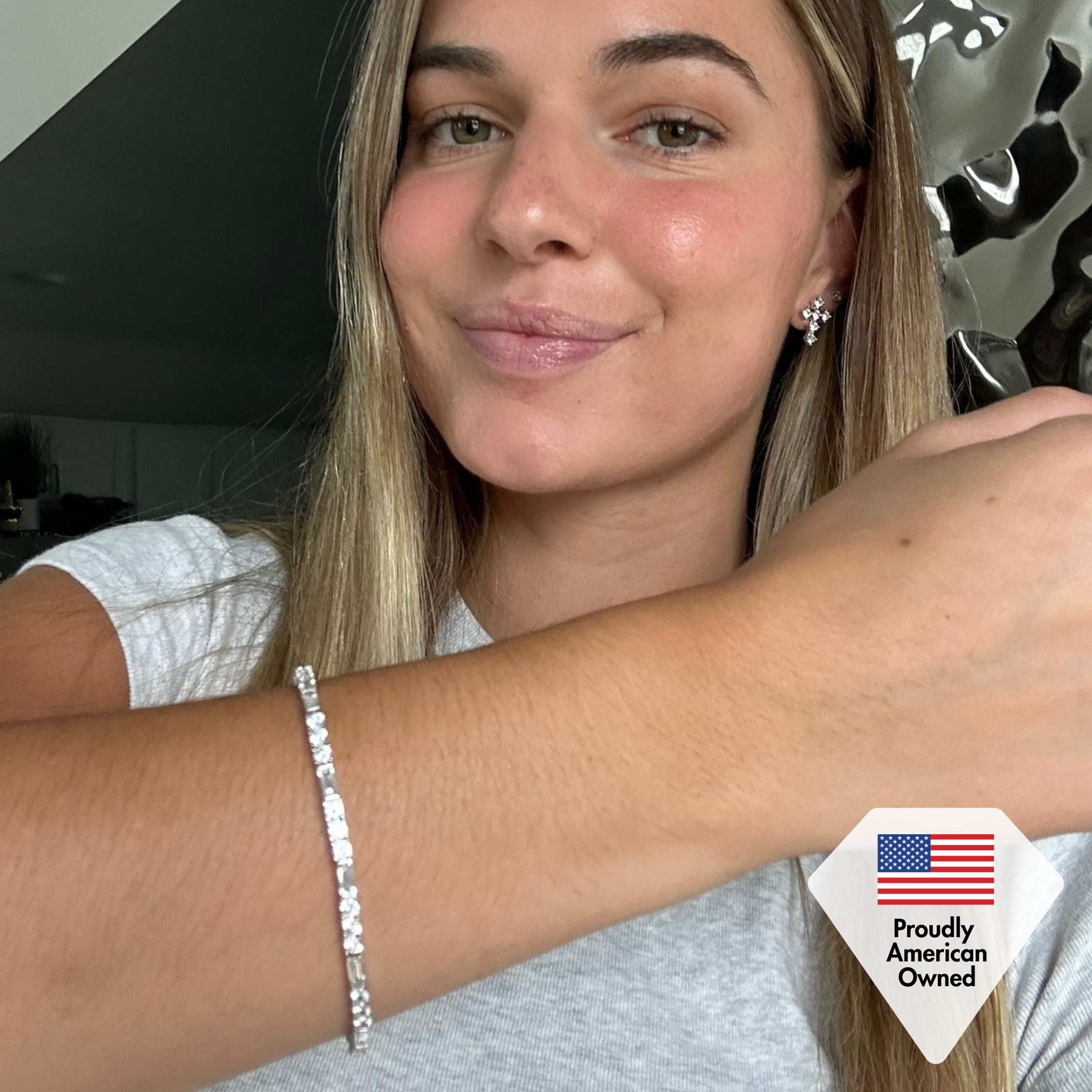 Adrianna 18k White Gold Plated Tennis Bracelet & Limited Edition Ribbon Card