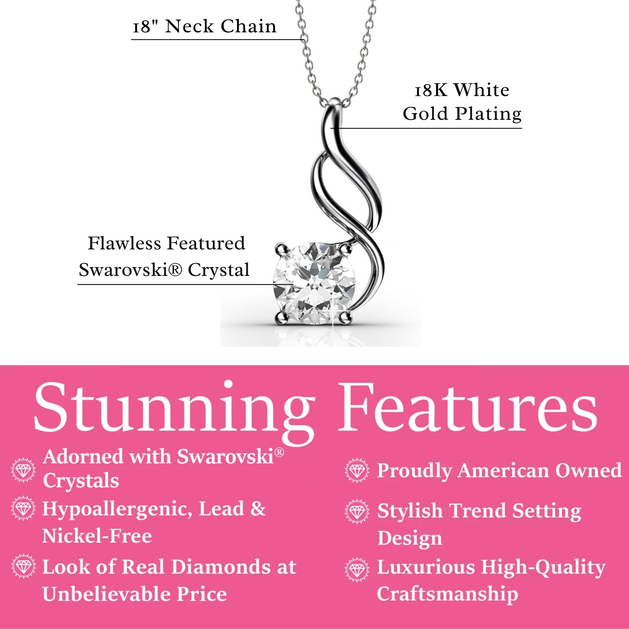 Aerin“Light”18k 白金镀金项链配圆形切割单石施华洛世奇水晶