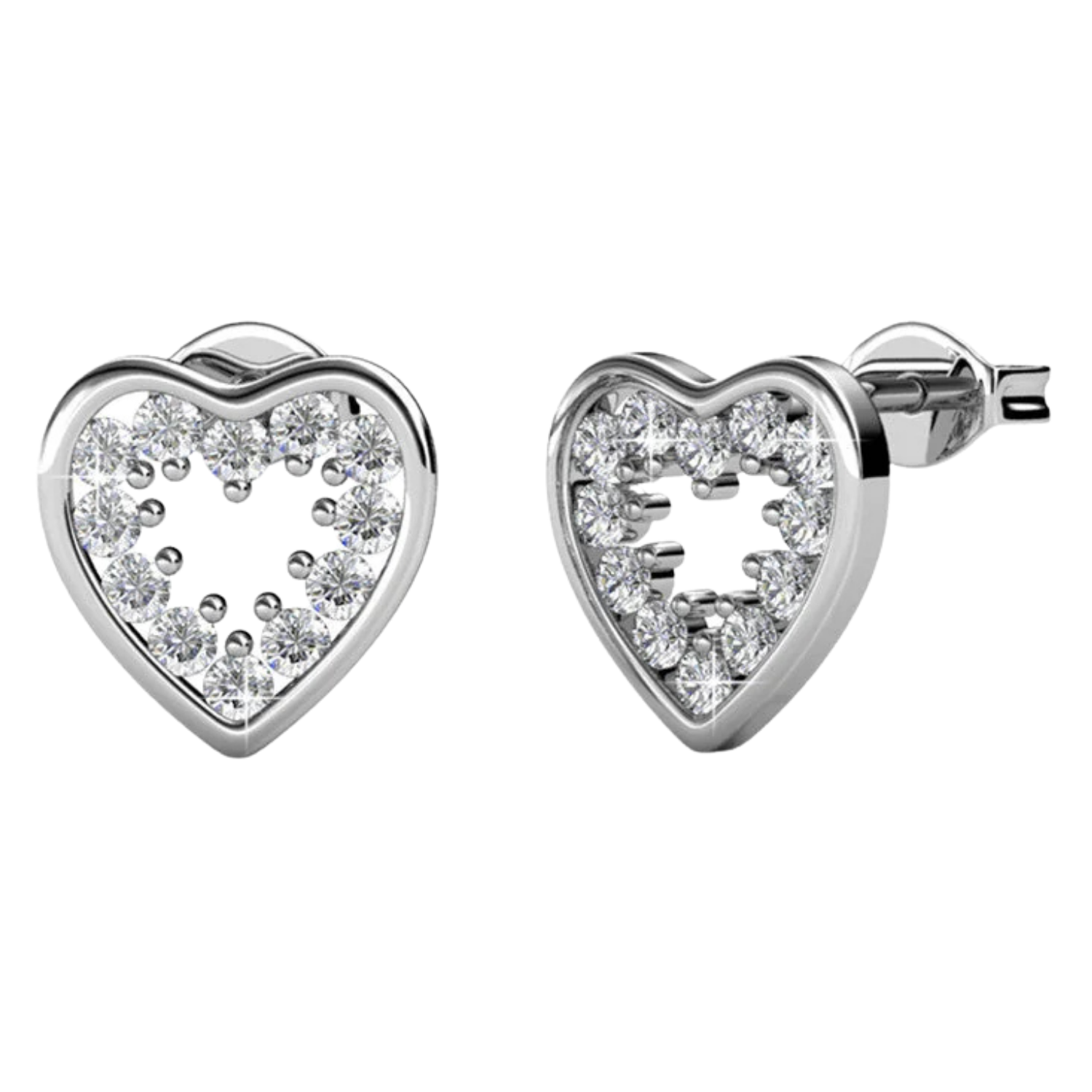 Ainsley 18k White Gold Plated Heart Earrings with Swarovski Crystals