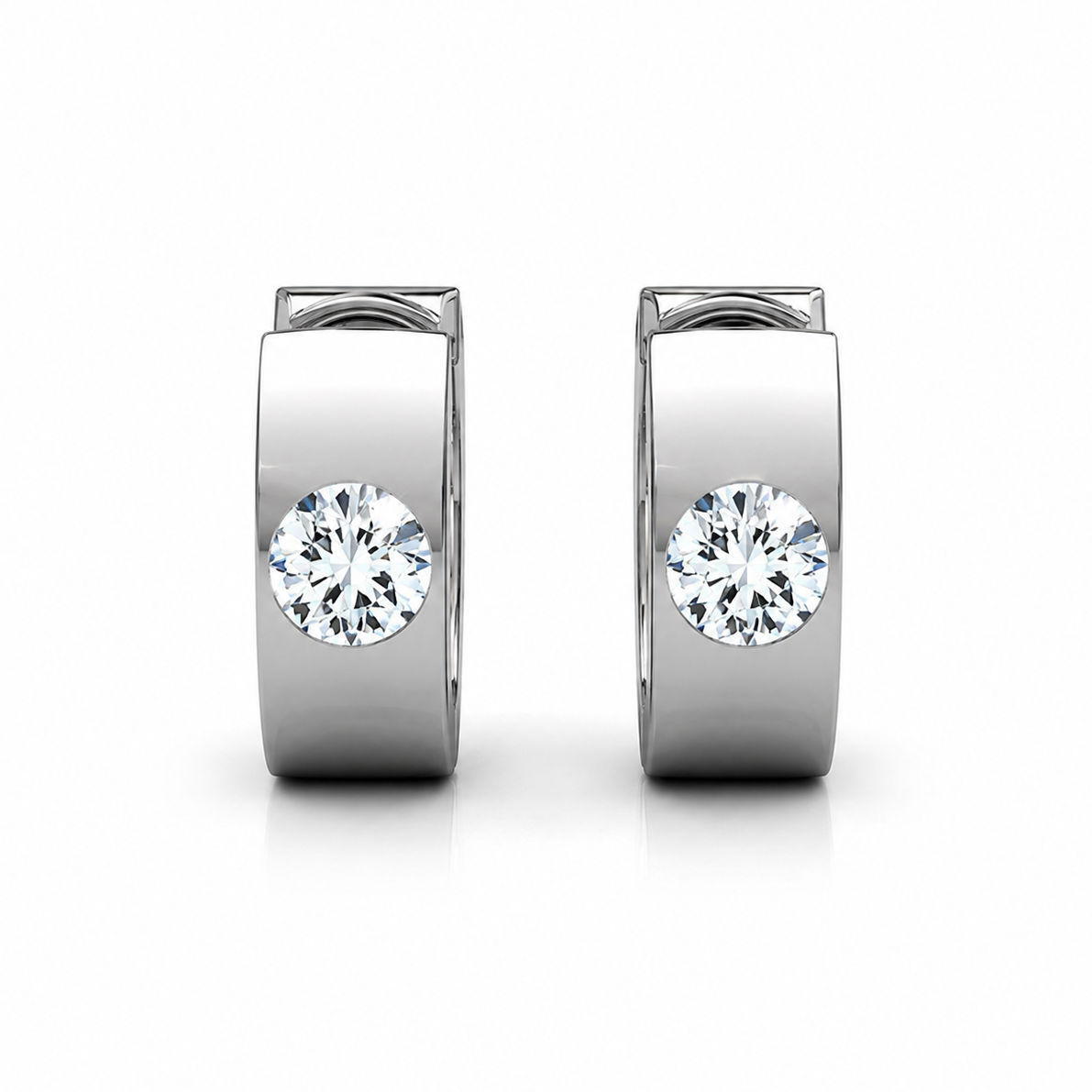 Alana 18k White Gold Plated 14mm Small Hoop Earrings with Swarovski Crystals — Final Sale