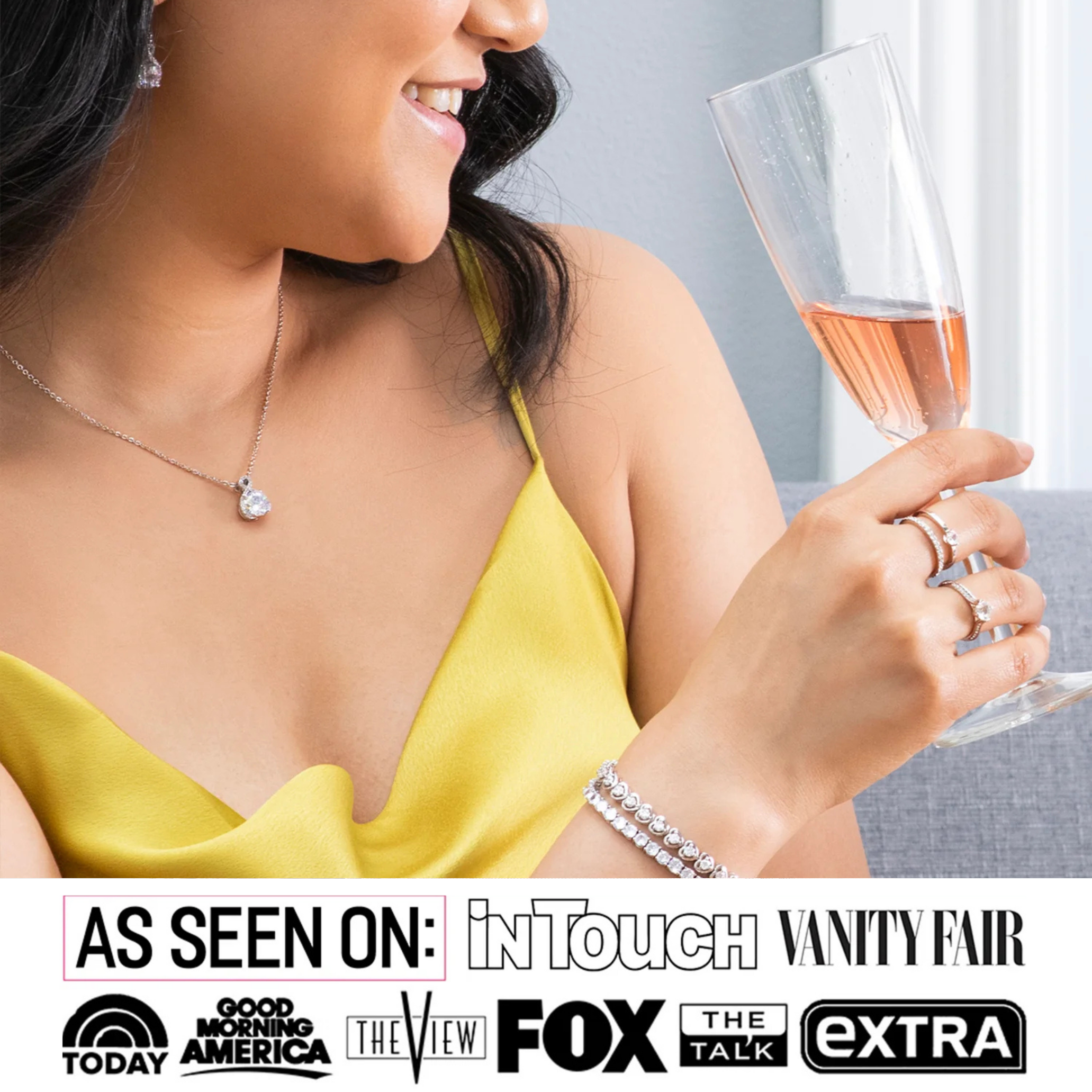 Alessandra 18k White Gold Plated Infinity Halo Pendant Necklace with Simulated Diamond Crystals