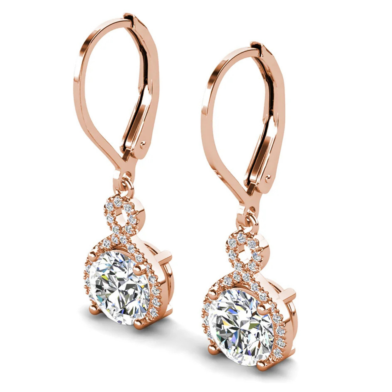 Alessandra 18k White Gold Plated Infinity Drop Earrings with Simulated Diamond Crystals