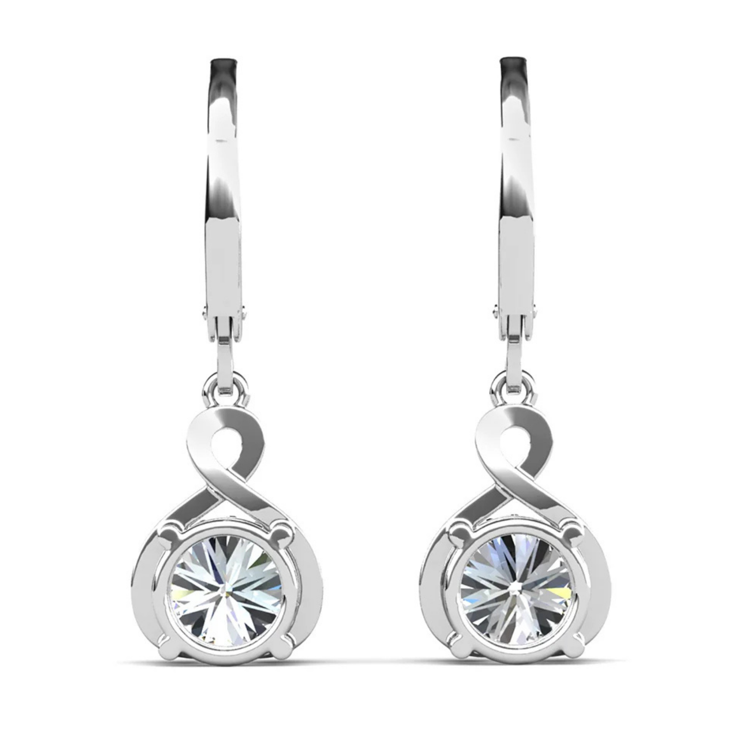 Alessandra 18k White Gold Plated Infinity Drop Earrings with Simulated Diamond Crystals