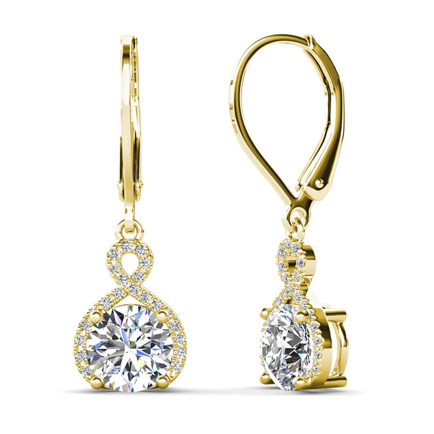 Alessandra 18k White Gold Plated Infinity Drop Earrings with Simulated Diamond Crystals