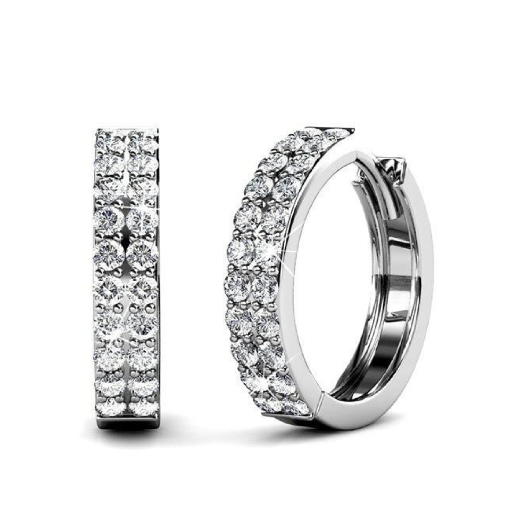 Alice 18k White Gold Plated 17mm Hoop Earrings with Swarovski Crystals
