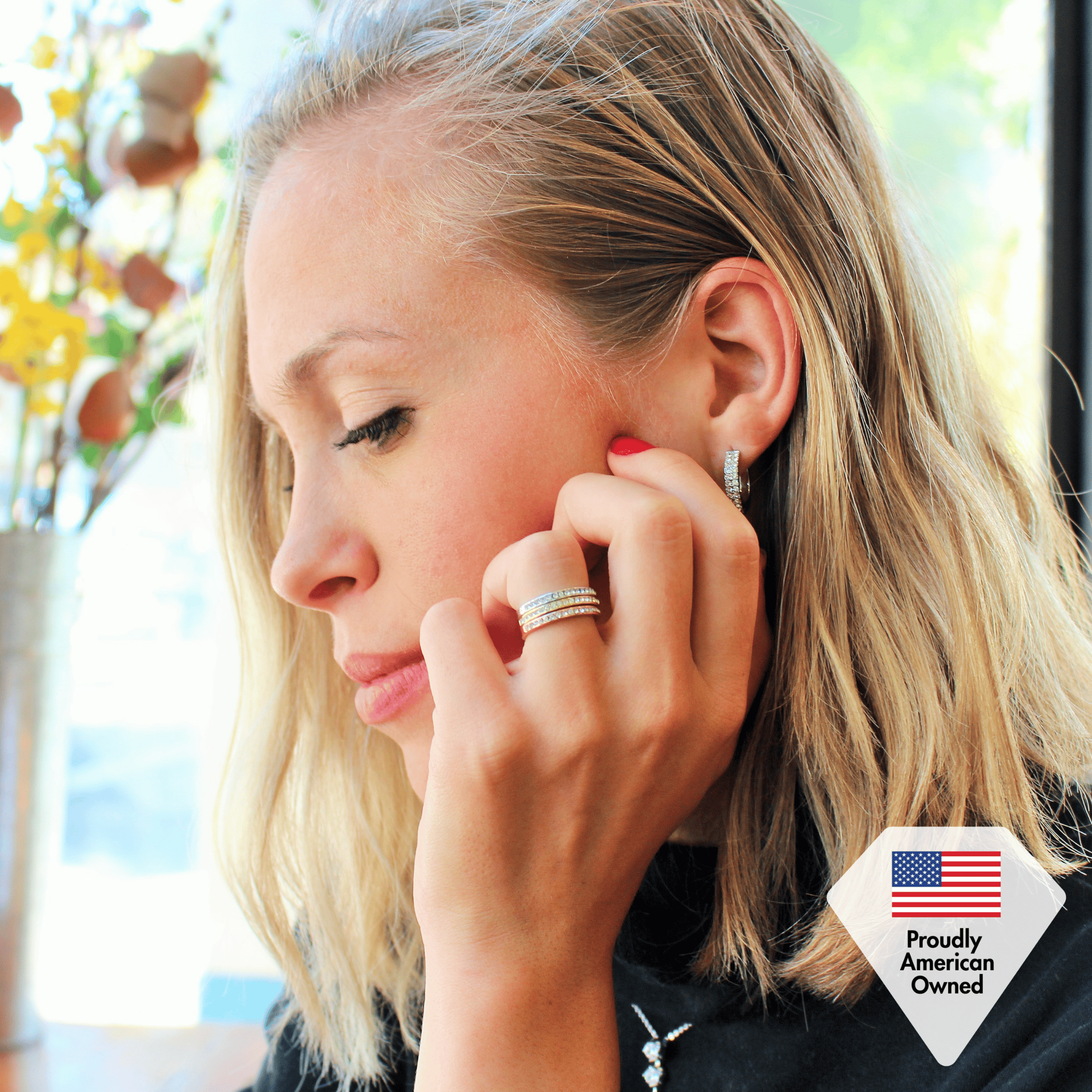 Alice 18k White Gold Plated 17mm Hoop Earrings with Swarovski Crystals