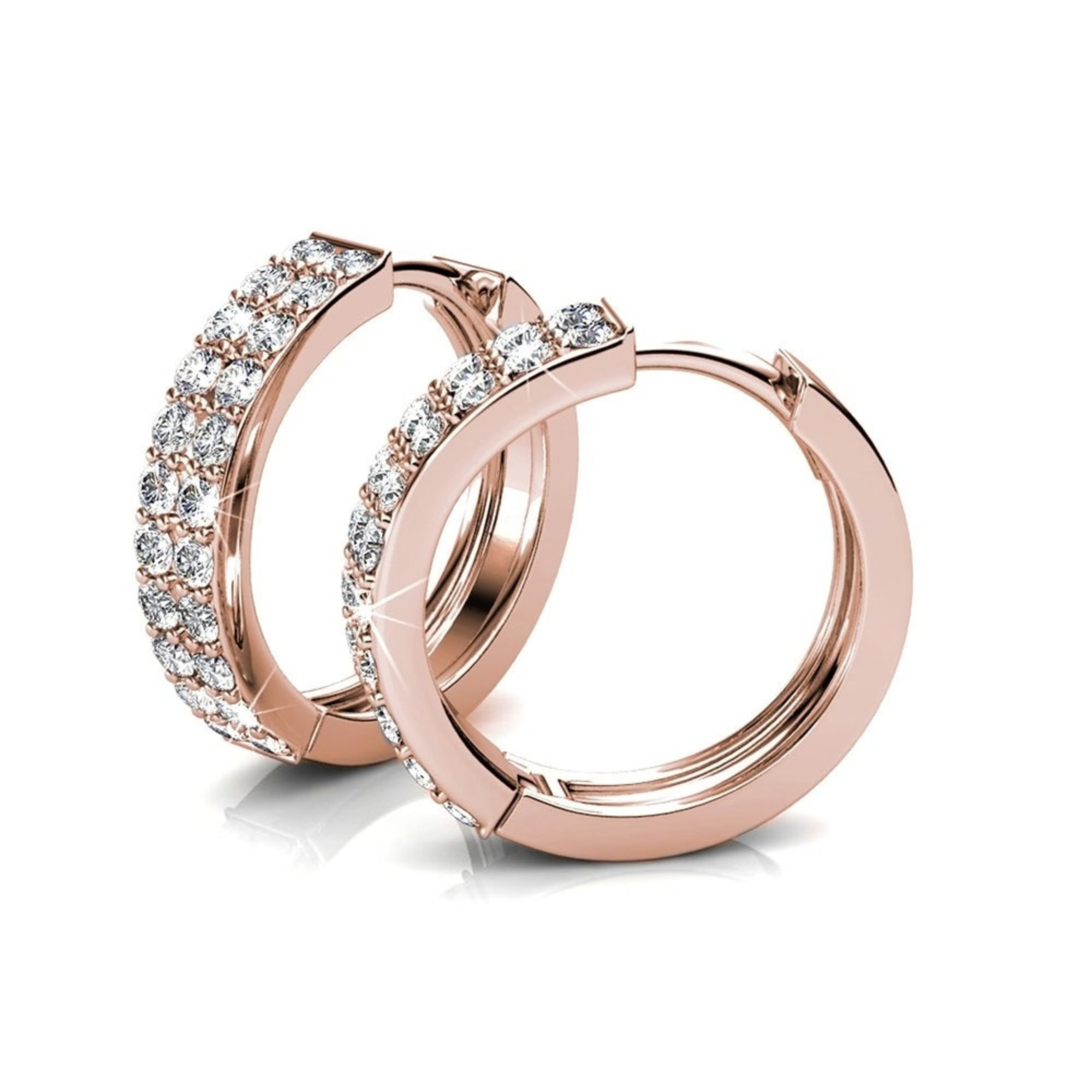 Alice 18k White Gold Plated 17mm Hoop Earrings with Swarovski Crystals