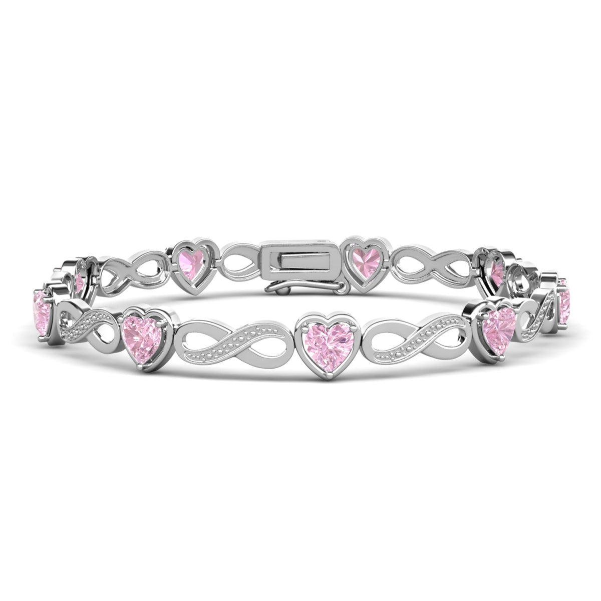 Amanda 18k White Gold Plated Infinity Heart Tennis Bracelet with Simulated Diamond Crystals