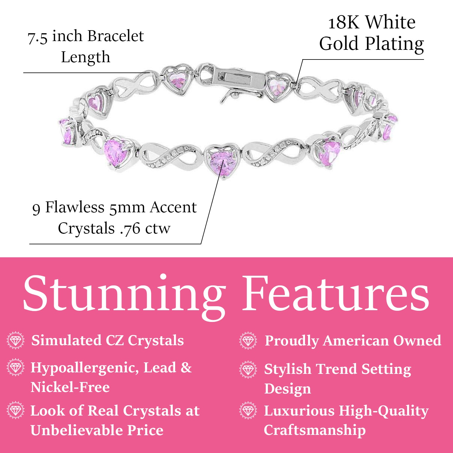 18K Gold Filled Pink Charm Bracelet with Heart & Keys Wholesale Jewelry