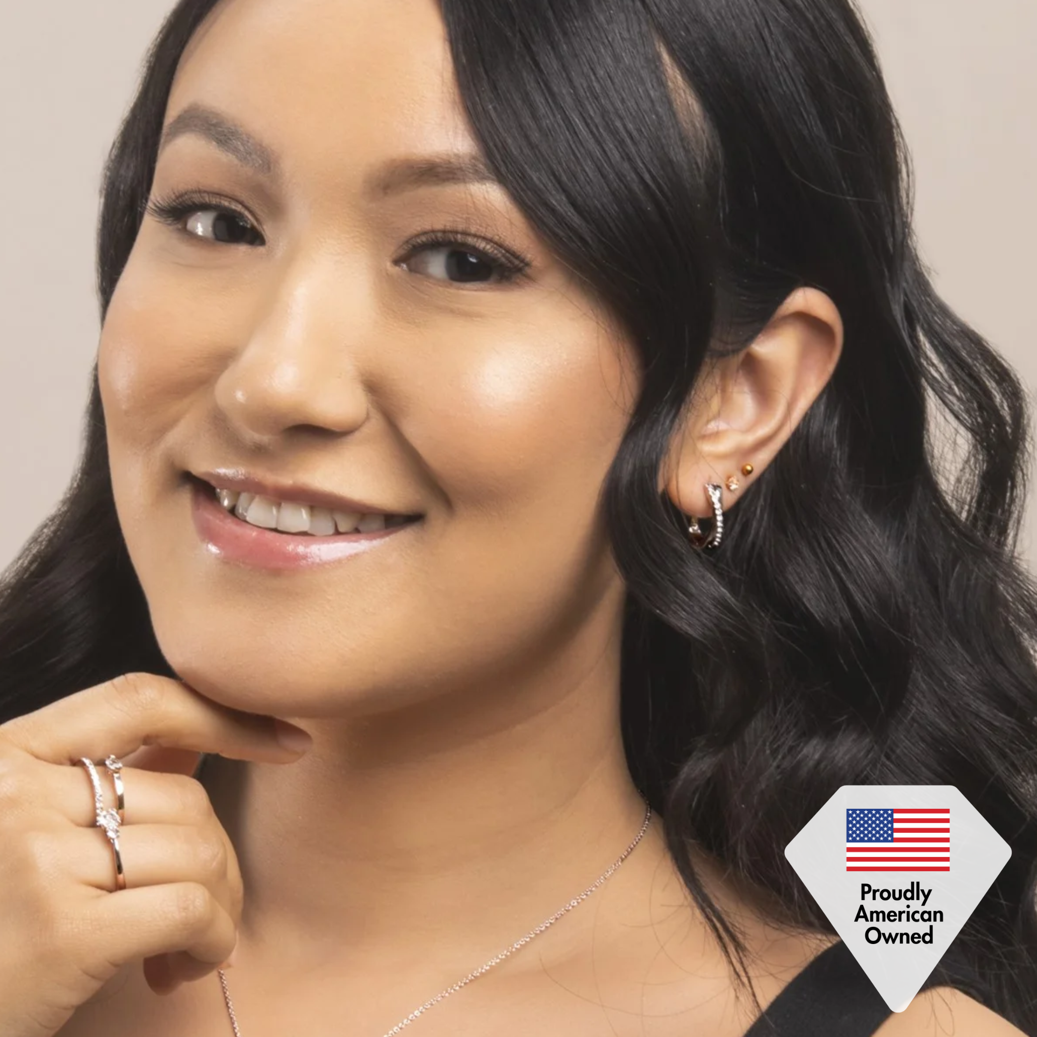 Amaya 18k Gold Plated 16mm Hoop Earrings with Swarovski Crystals (3 Pair Set)