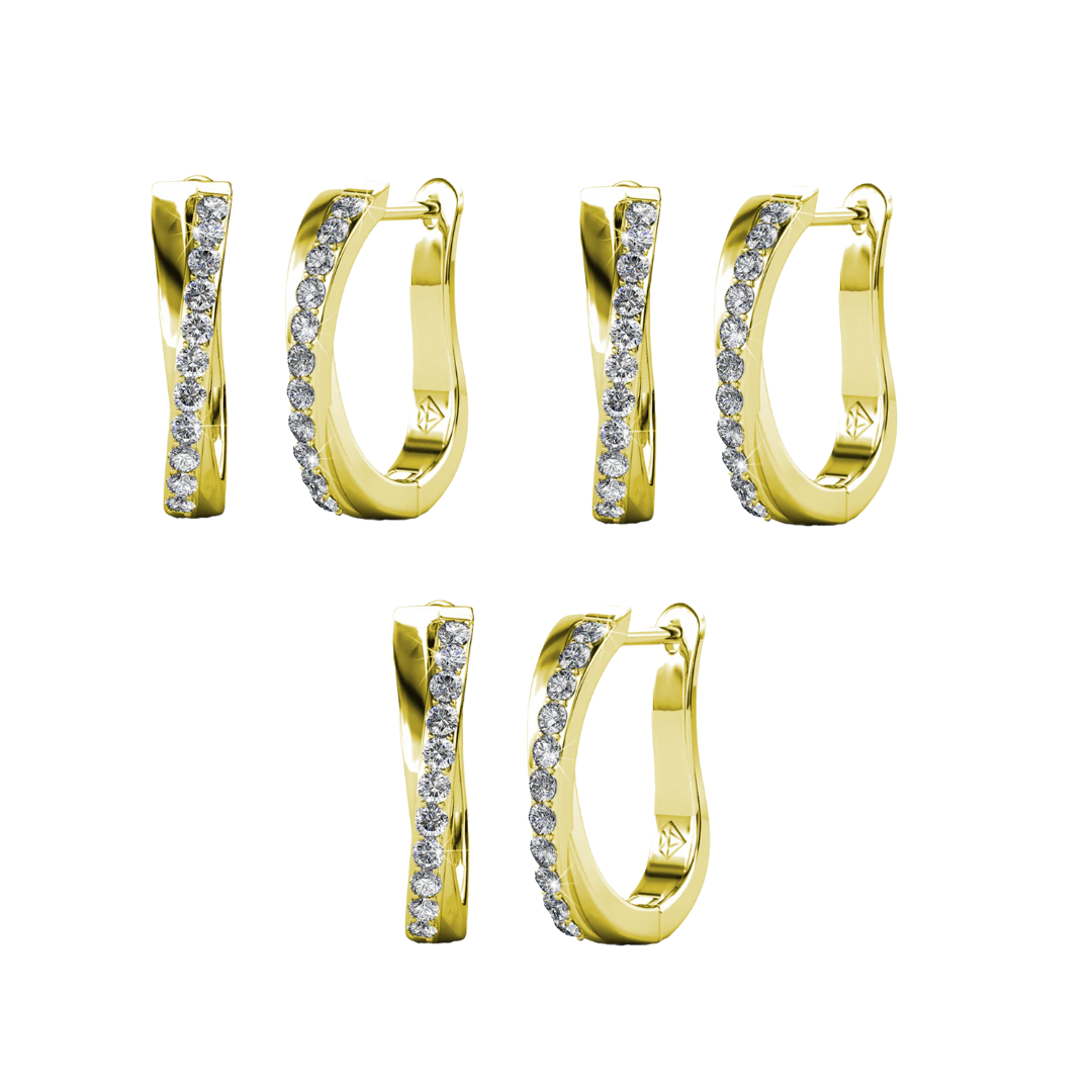 Amaya 18k White Gold Plated 16mm Twisted Hoop Earrings with Swarovski Crystals