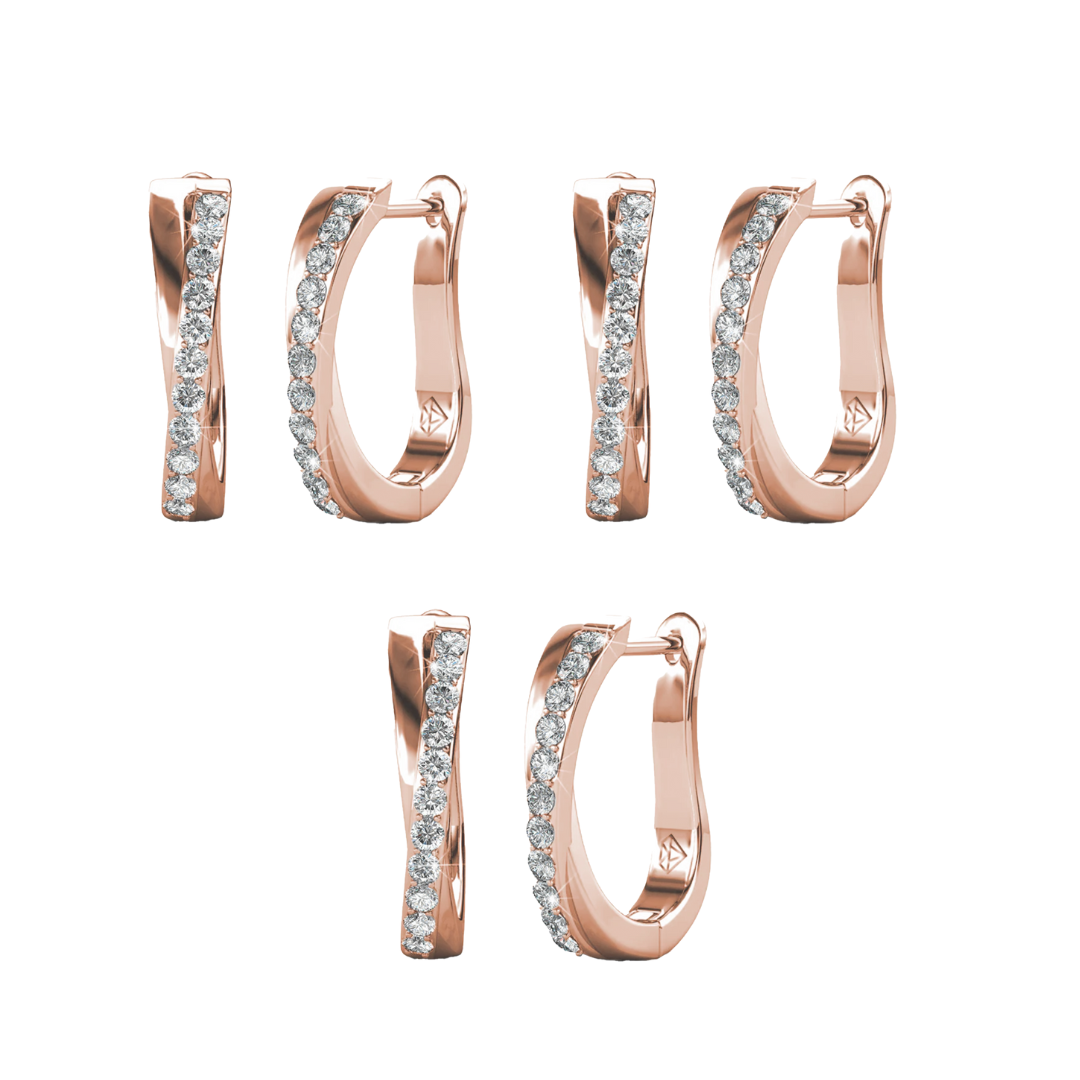 Amaya 18k White Gold Plated 16mm Twisted Hoop Earrings with Swarovski Crystals