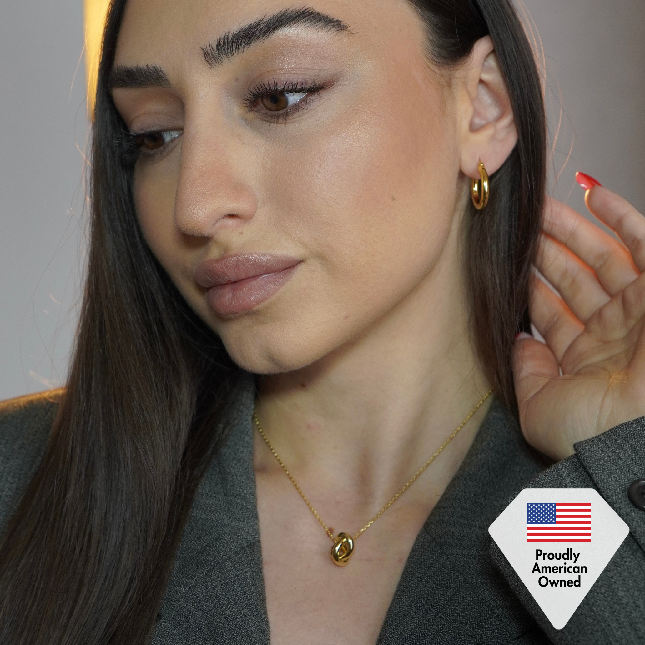 Amy 18k White Gold Plated 20/30mm Hoop Earrings (2 Pair Set)