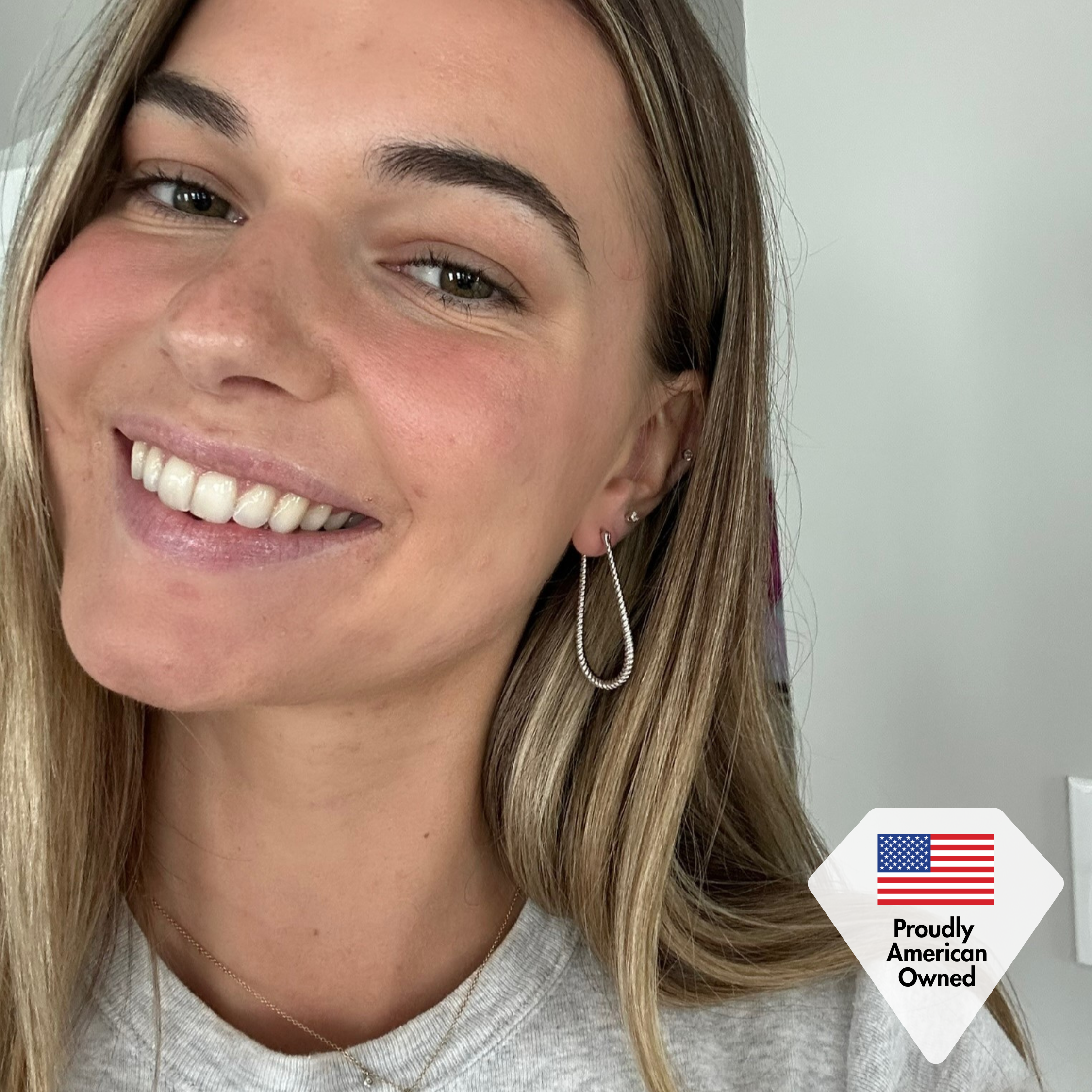 Angelica 18k White Gold Plated 45mm Twisted U-Shaped Hoop Earrings