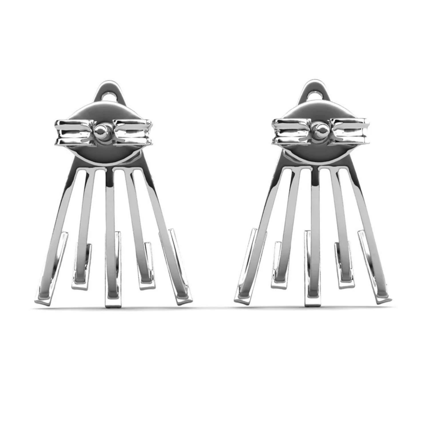 Angelina 18k White Gold Plated Stud Earrings Drop Claw Design with Simulated Diamond Crystals