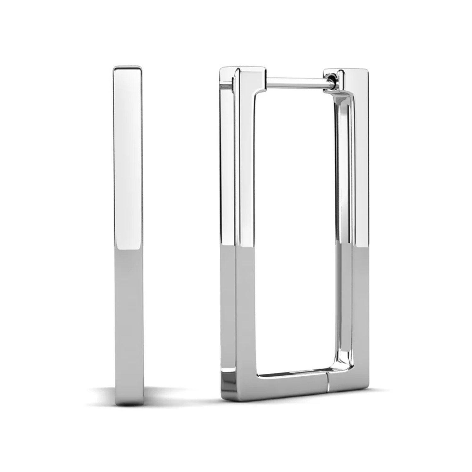 Annalise 18k White Gold Plated 24mm Silver Square  Hoop Earrings