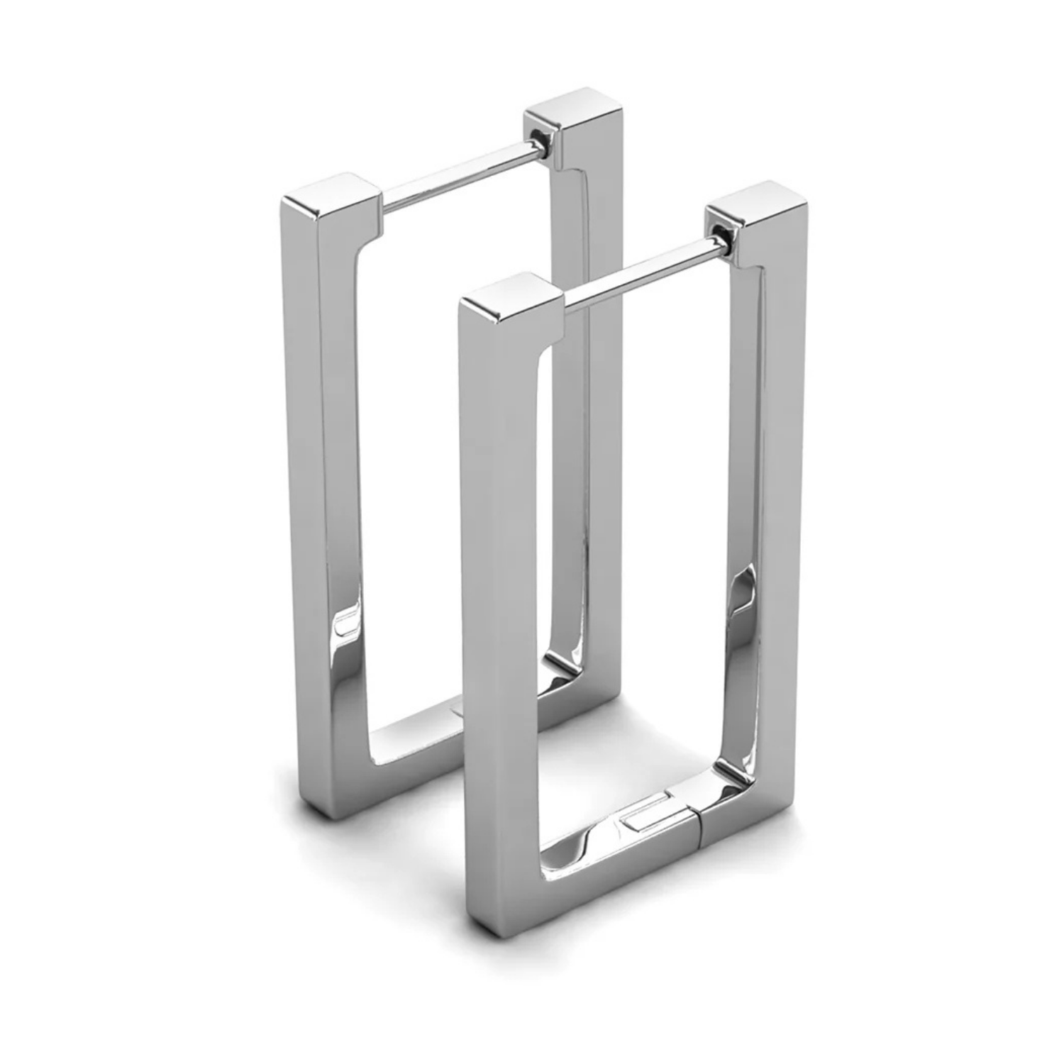 Annalise 18k White Gold Plated 24mm Silver Square  Hoop Earrings