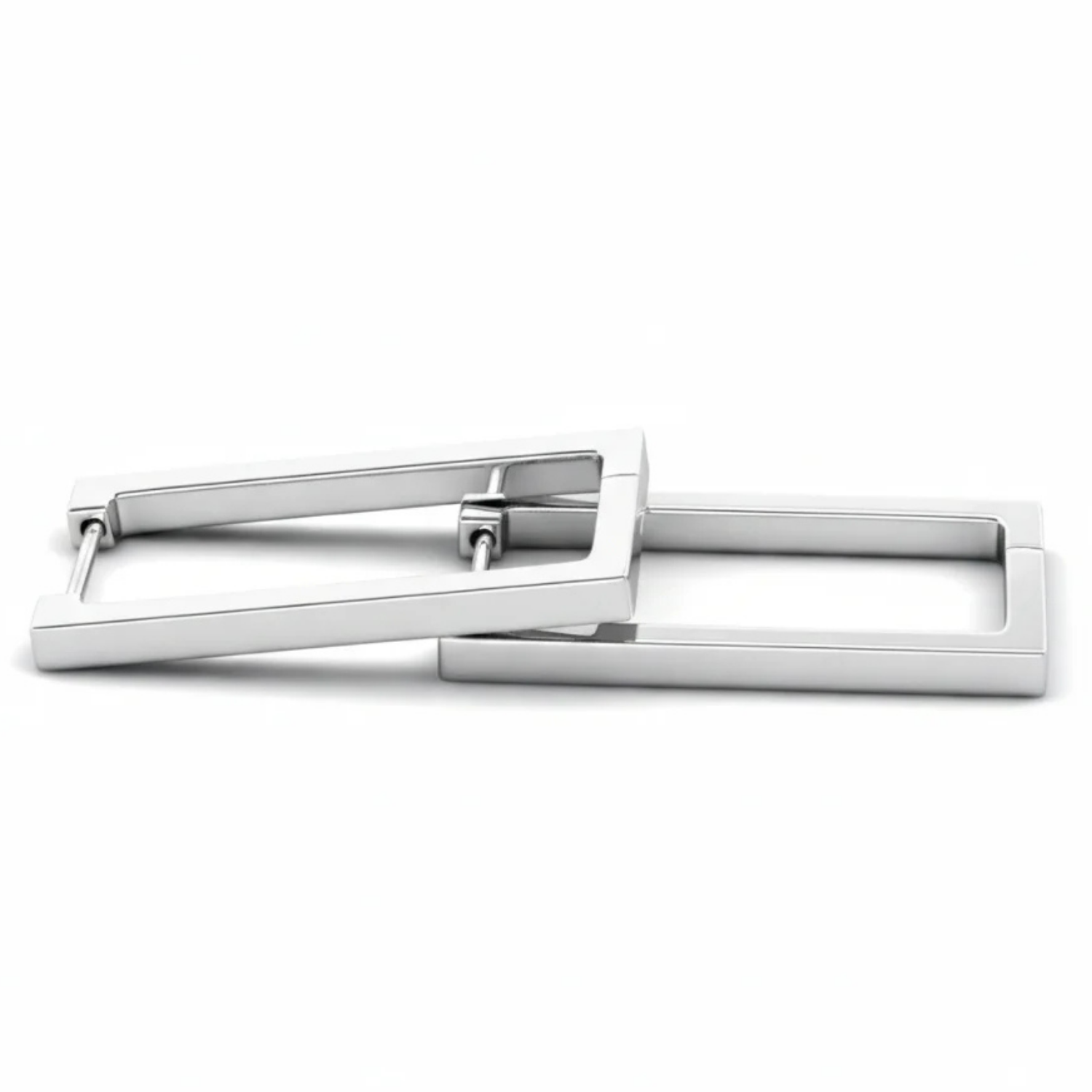 Annalise 18k White Gold Plated 24mm Silver Square  Hoop Earrings
