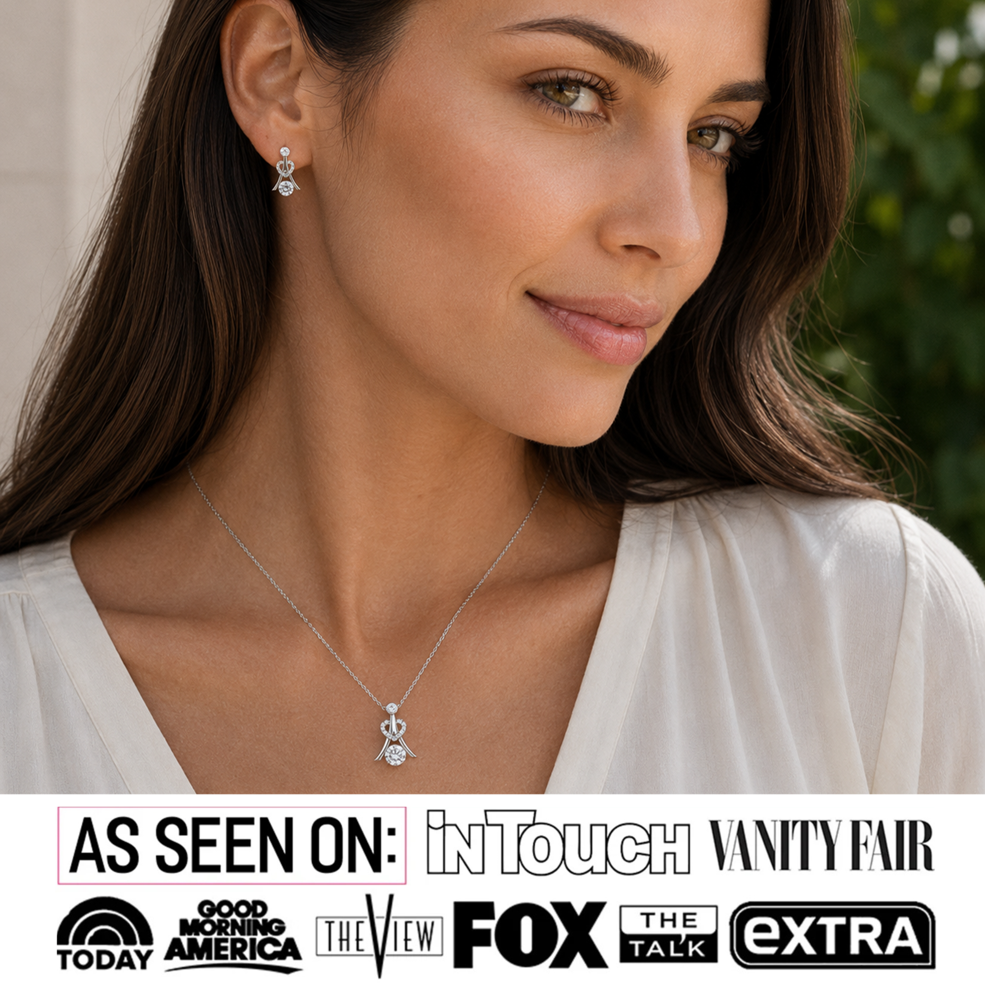 Serenity Birthstone 18k White Gold Plated Drop Earrings and Necklace Set with Swarovski Crystals