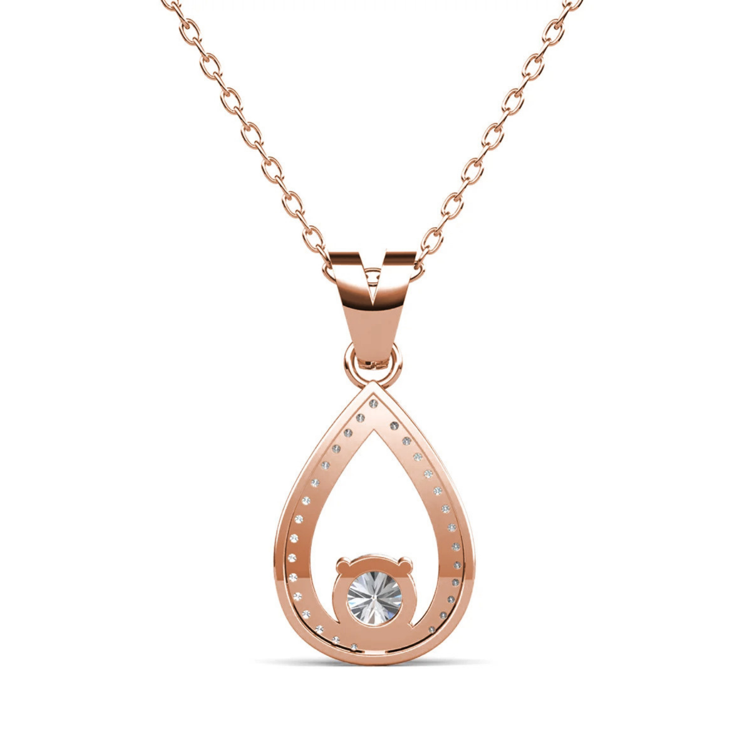 Arabella 18k White Gold Plated Teardrop Necklace with Simulated Diamond Crystals