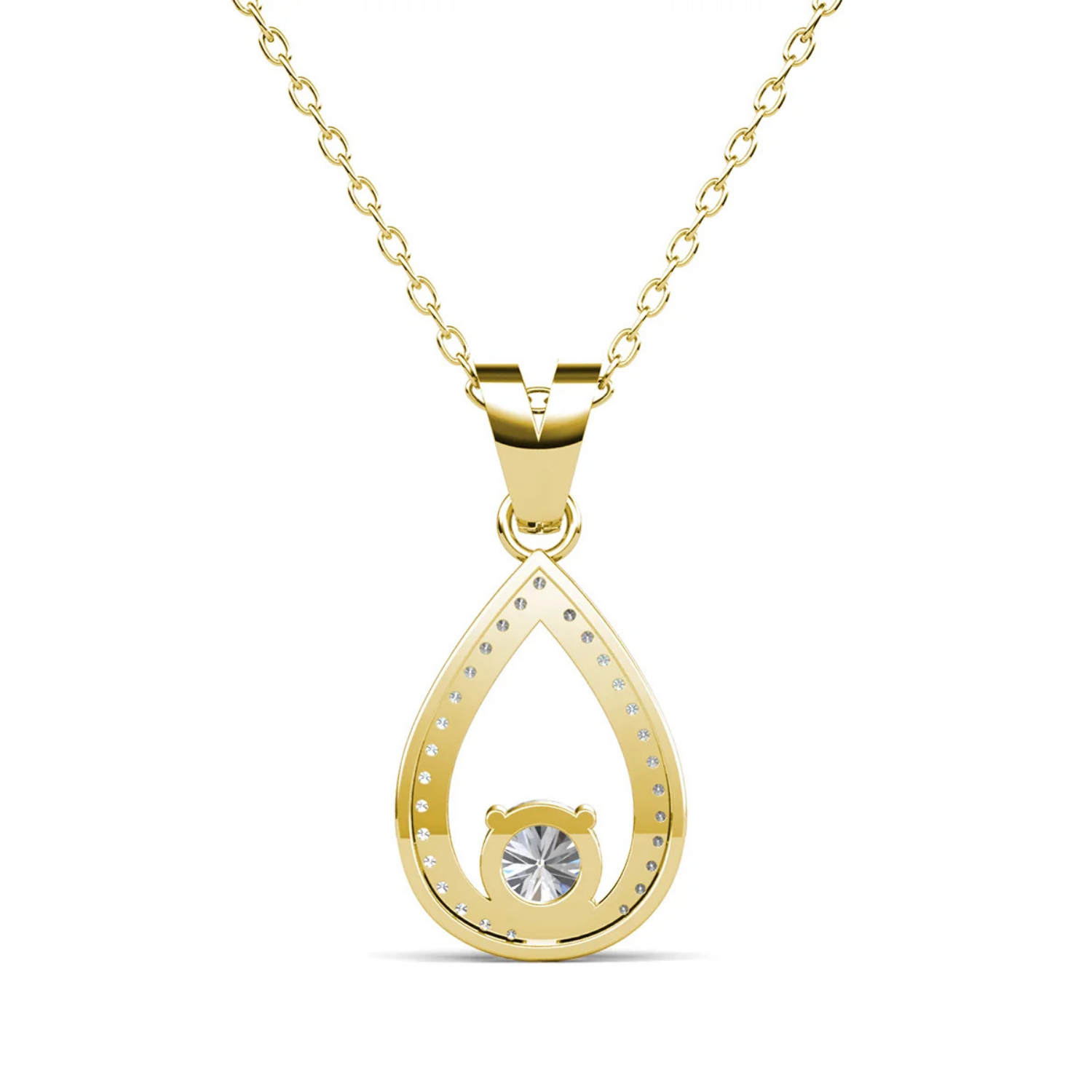 Arabella 18k White Gold Plated Teardrop Necklace with Simulated Diamond Crystals