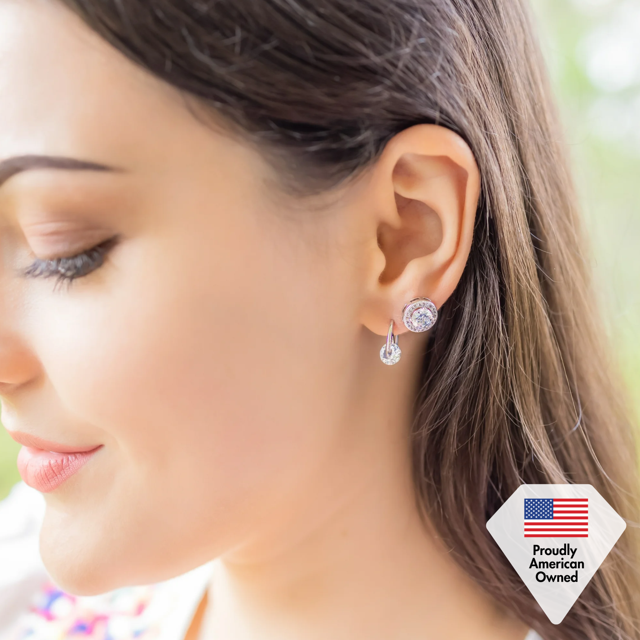 Bianca, McKenzie, Ariel 18k White Gold Plated Earrings with Simulated Diamond Crystals (3 Pair Set)