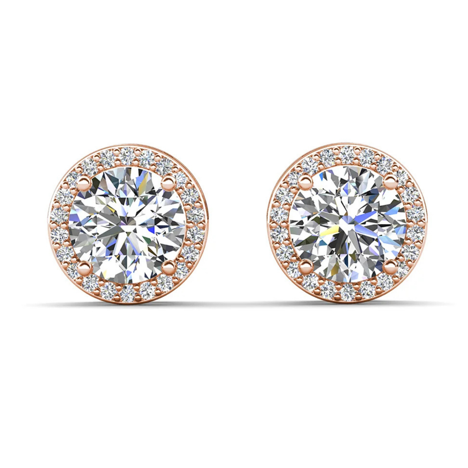 Ariel 18k White Gold Plated Halo Stud Earrings with Simulated Diamond Crystals