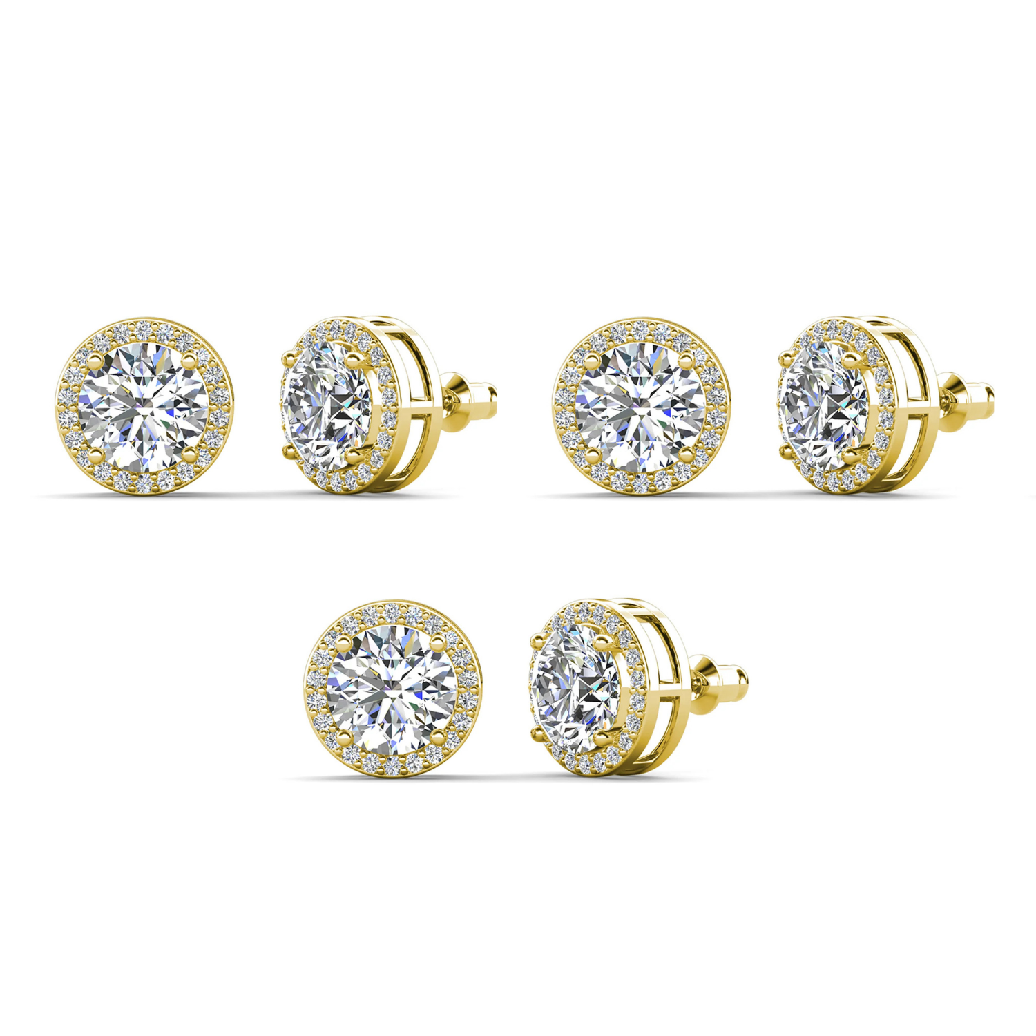Ariel 18k White Gold Plated Halo Stud Earrings with Simulated Diamond Crystals